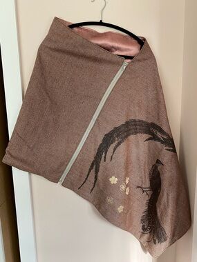 Vintage Smoking Lily cape - wool and satin